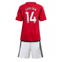 Echipament fotbal Manchester United Christian Eriksen #14 Tricou Acasa 2023-24 pentru copii maneca scurta (+ Pantaloni scurti)